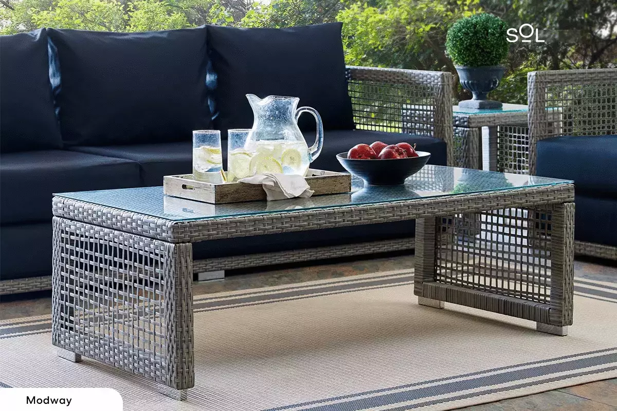 Aura Rattan Outdoor Coffee Table By LexMod