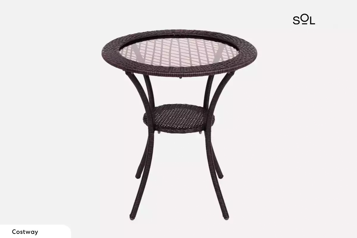 Round Rattan Coffee Table by Costway