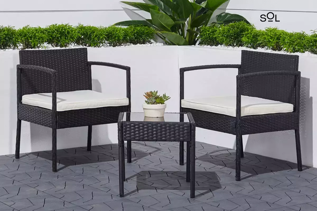 SOL 3-Piece Classic Outdoor Wicker Coffee Lounger Set