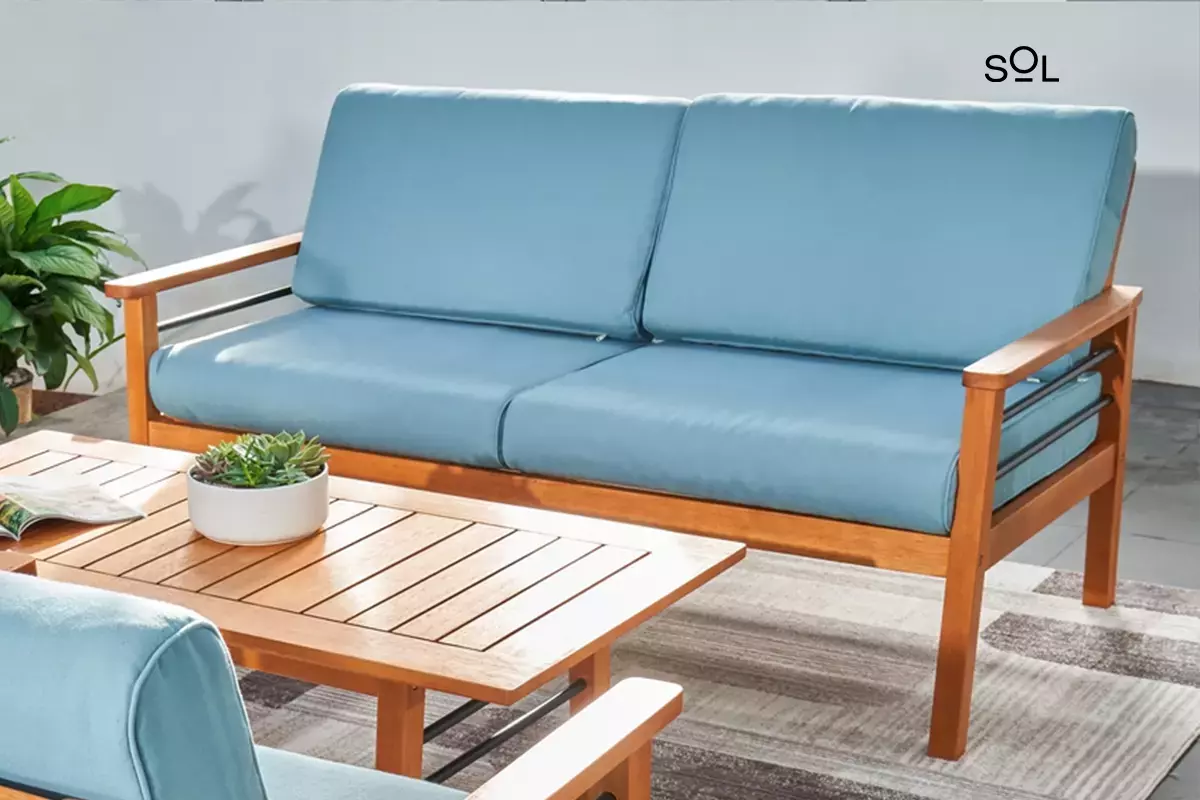 SOL Classic Contemporary Patio Wood 2-Seater Sofa