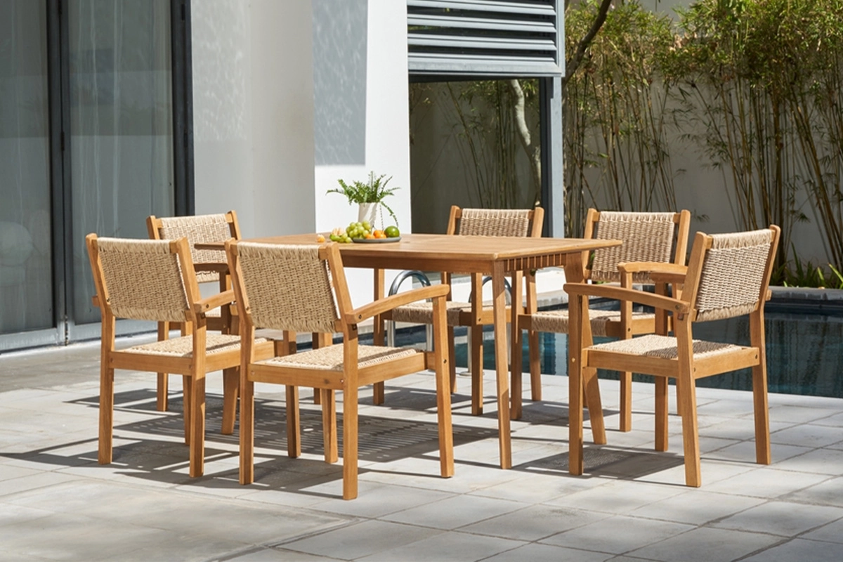 SOL Chesapeake Outdoor Natural 7-Piece Wood Dining Set