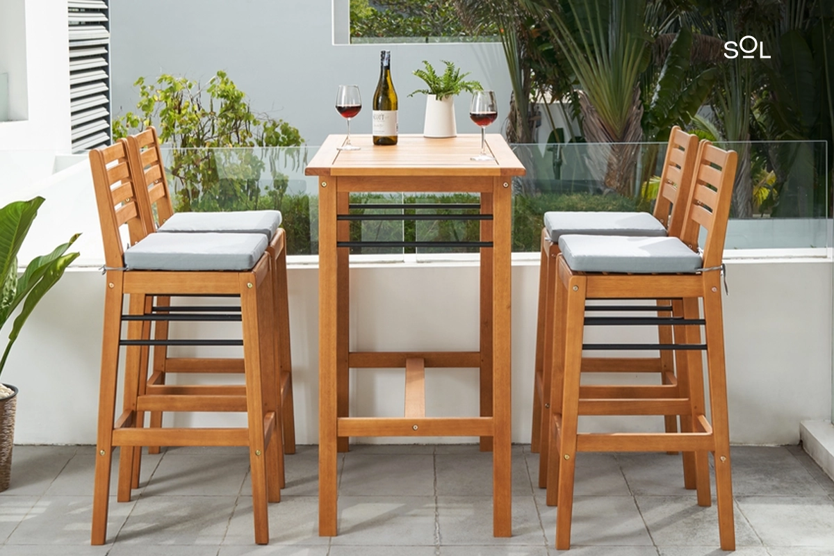 Alfresco Teak-like 5-Piece Counter-Height Dining Set by SOL