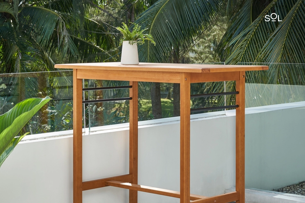 SOL Contemporary Patio Wood Bar Table
