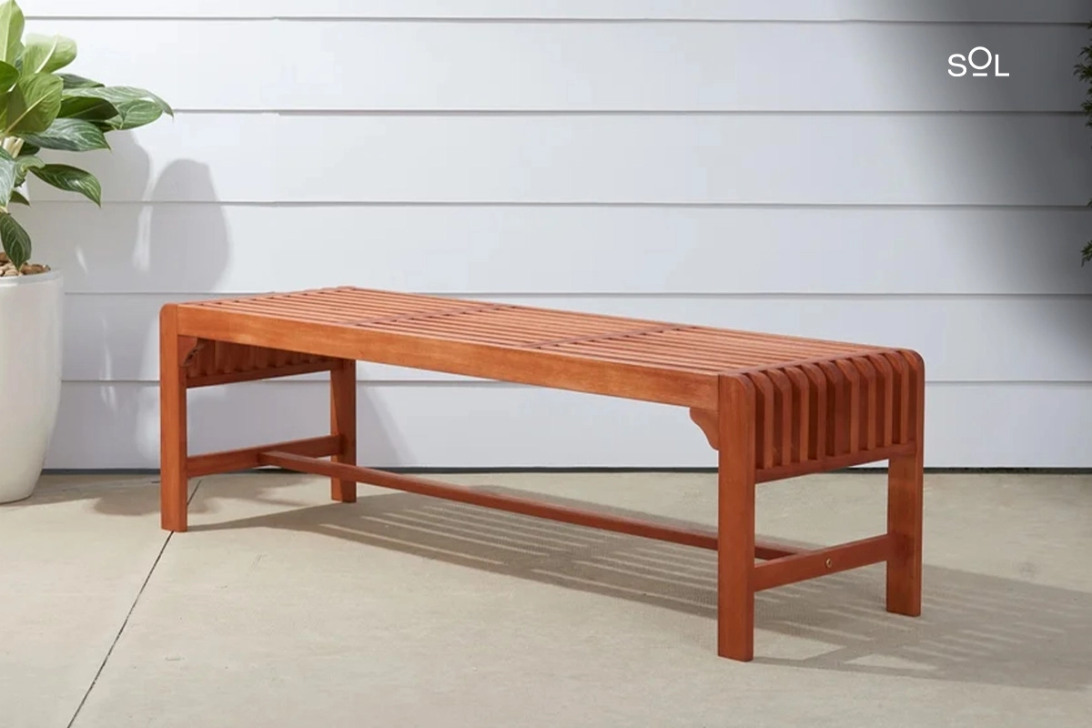 SOL Parkside Outdoor Patio 5-foot Wood Backless Garden Bench