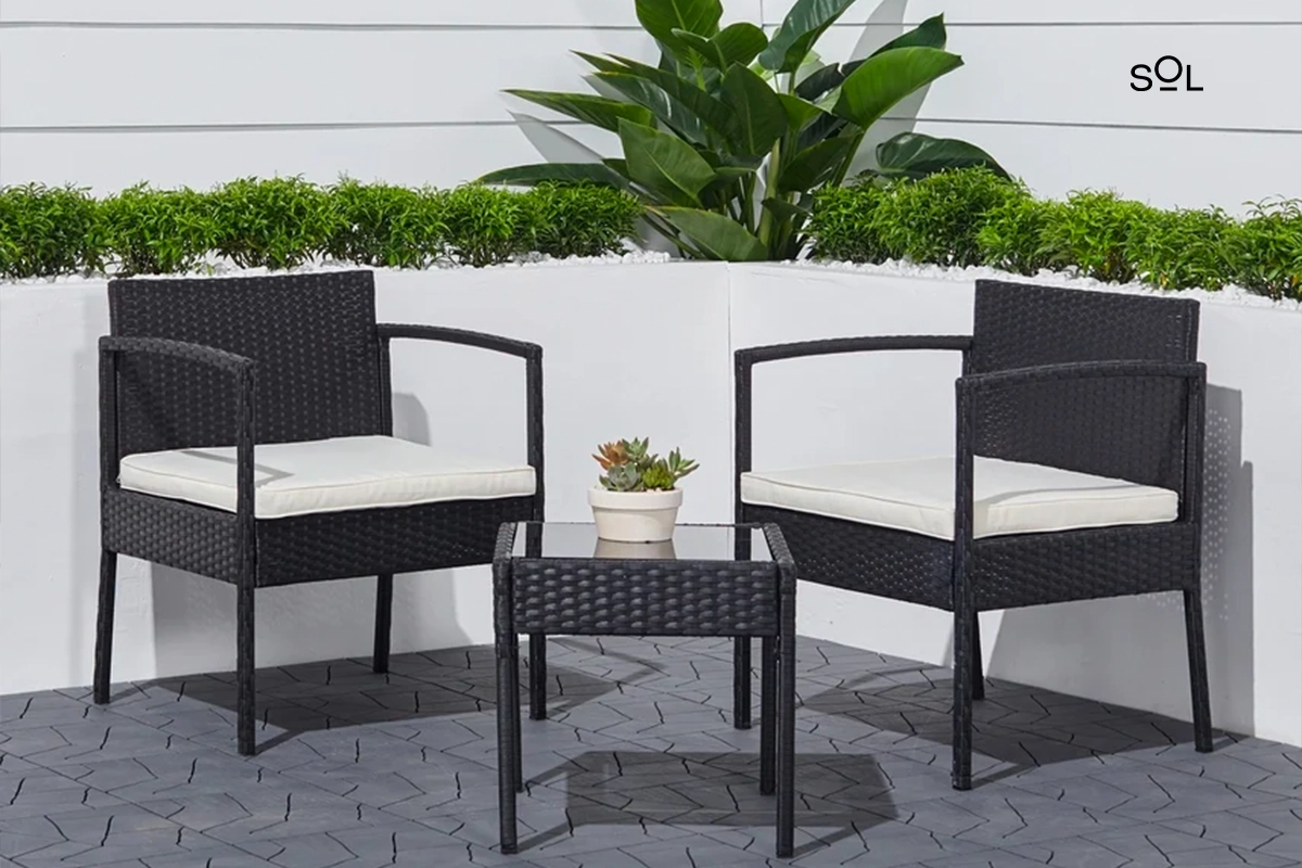 SOL 3-Piece Classic Outdoor Wicker Coffee Lounger Set