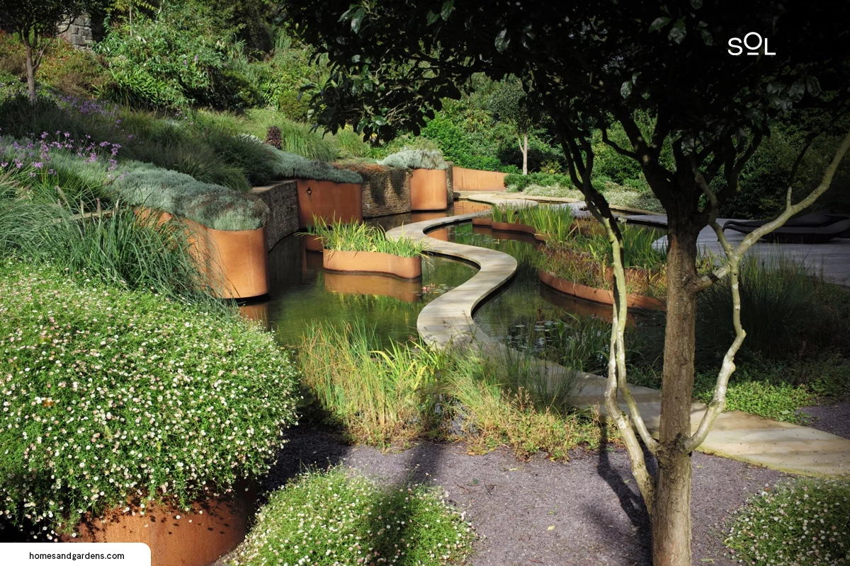 A Landscape Waterfall - sloped backyard ideas on a budget