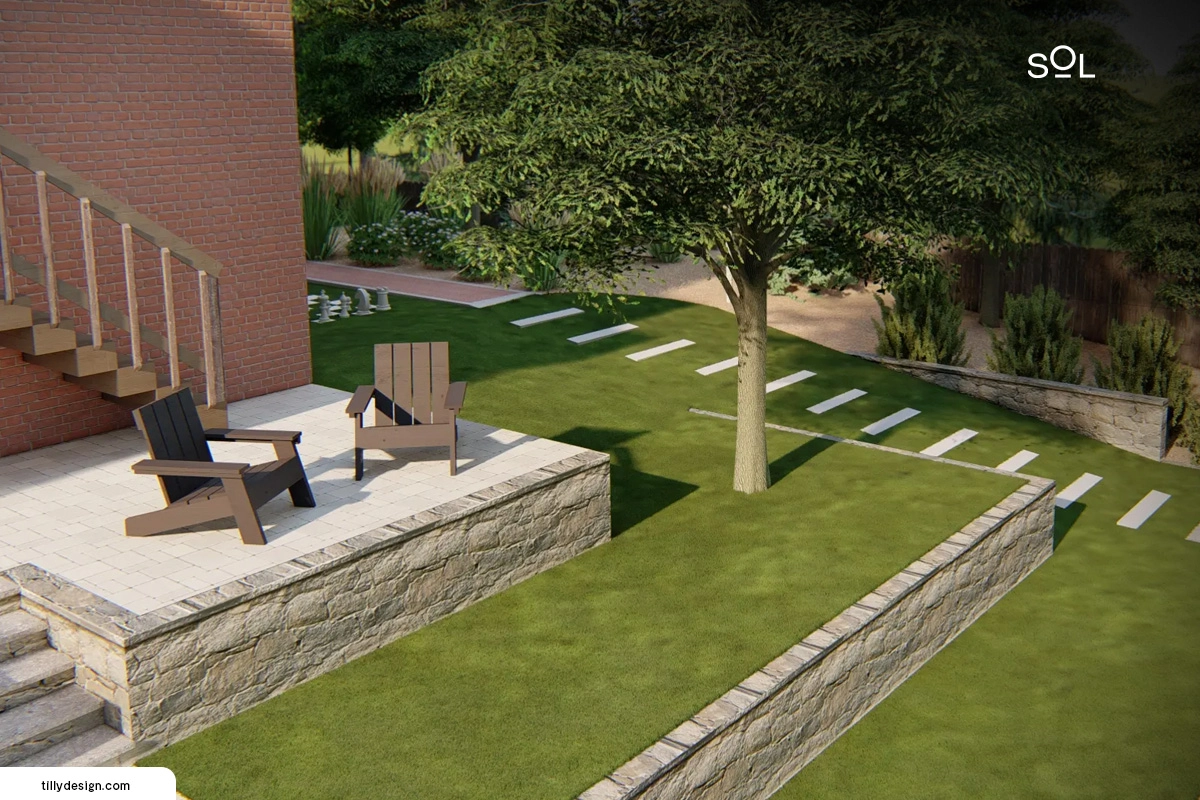 Work on Terracing - down sloped backyard ideas