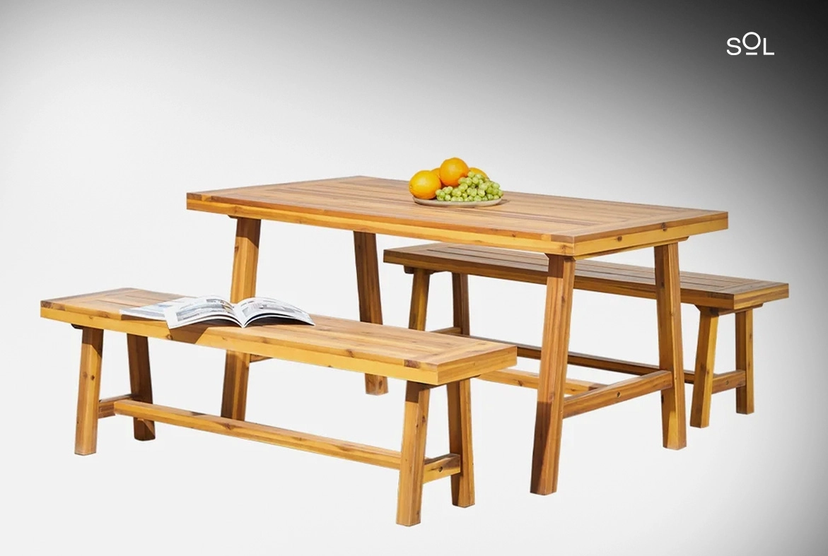 SOL 3-Piece Wooden Picnic Dining Set