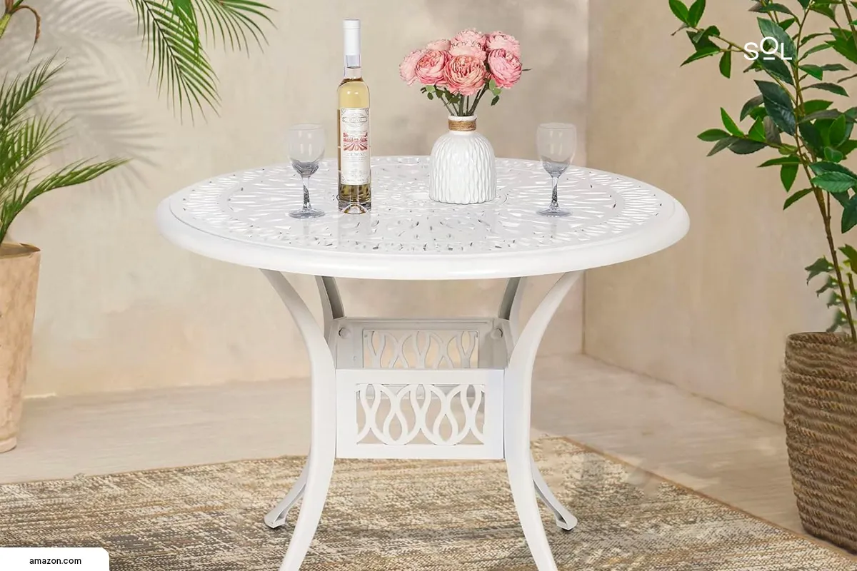 DIY Guide on White Outdoor Dining Table with Umbrella Hole