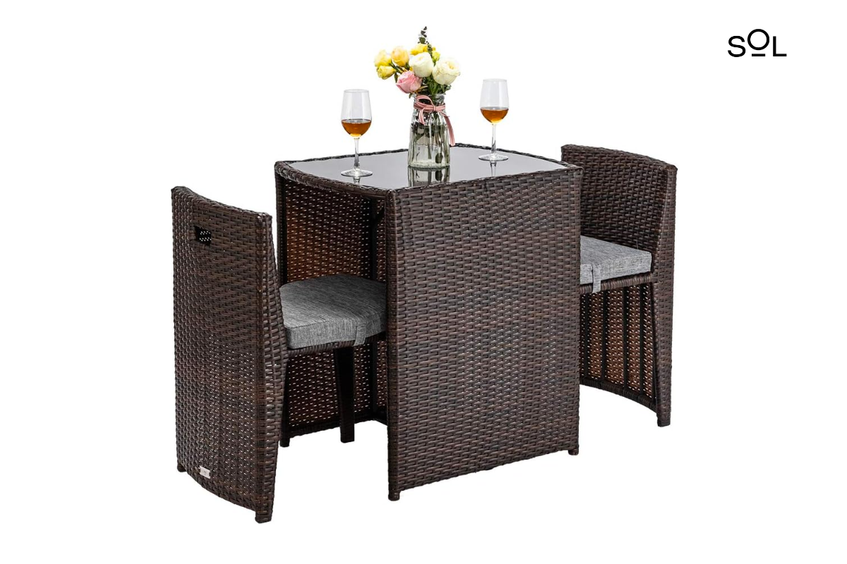 Bonnlo 3 Pcs Wicker Patio Dining Set