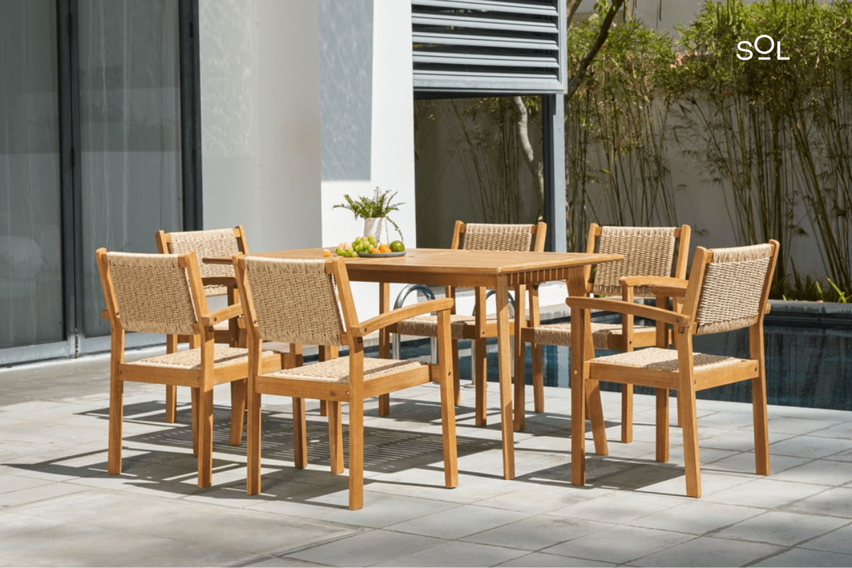 Chesapeake Outdoor Natural 7-Piece Wood Dining Set