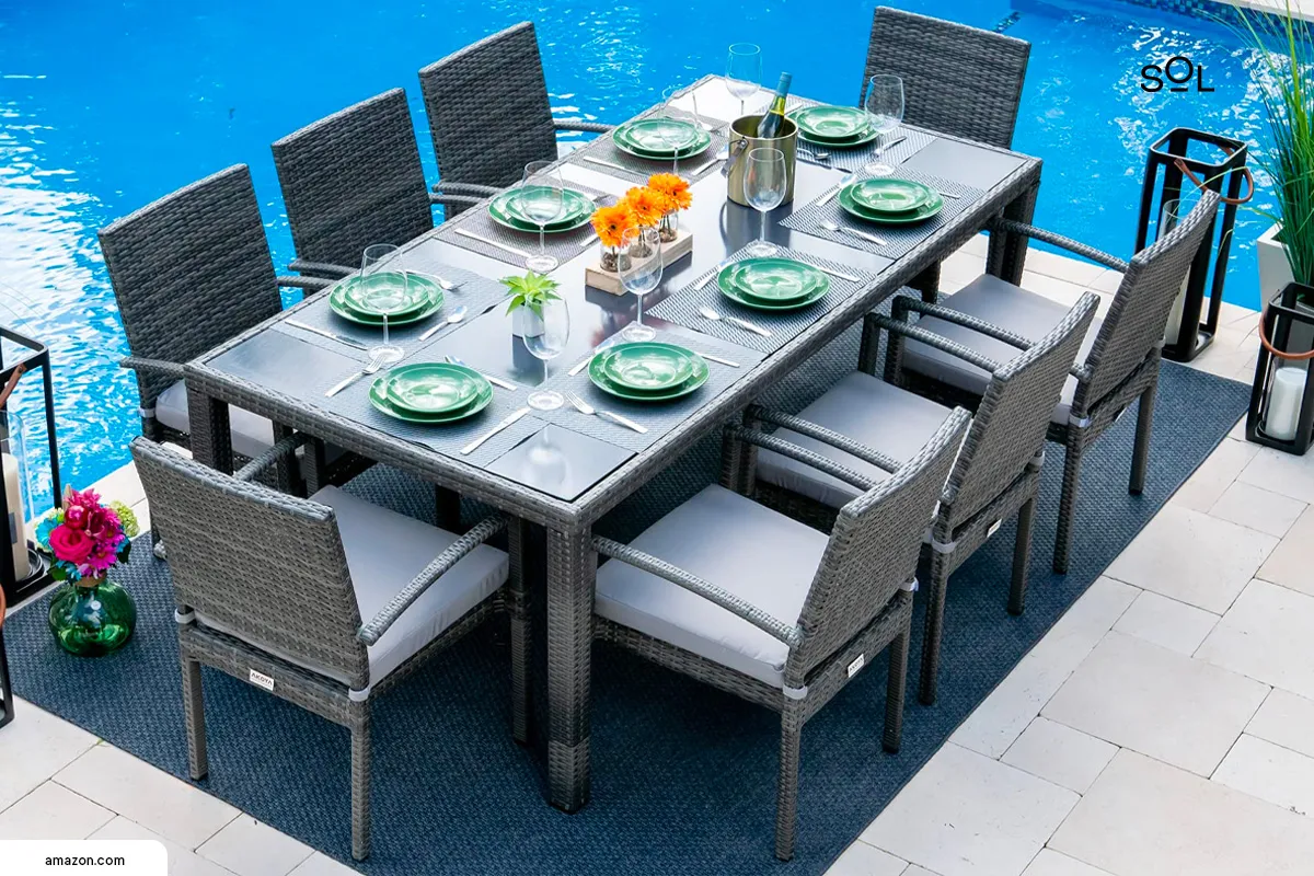 The difference between rattan and wicker? Wicker patio dining table